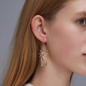 Gold Cicada Insect Earrings